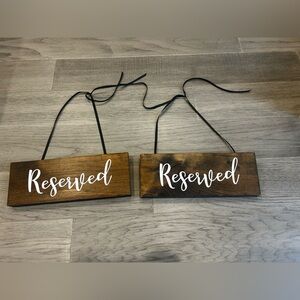 Reserved seat signs for wedding
